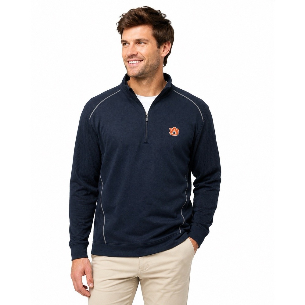 Cutter & Buck Auburn Tigers Men's M Navy Blue Quarter Zip Pullover DryTec AU